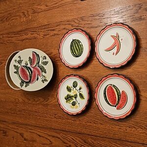 Watermellon Mini Plates Set Small 4.5" Dishwasher Safe Sushi Snack Tea Party